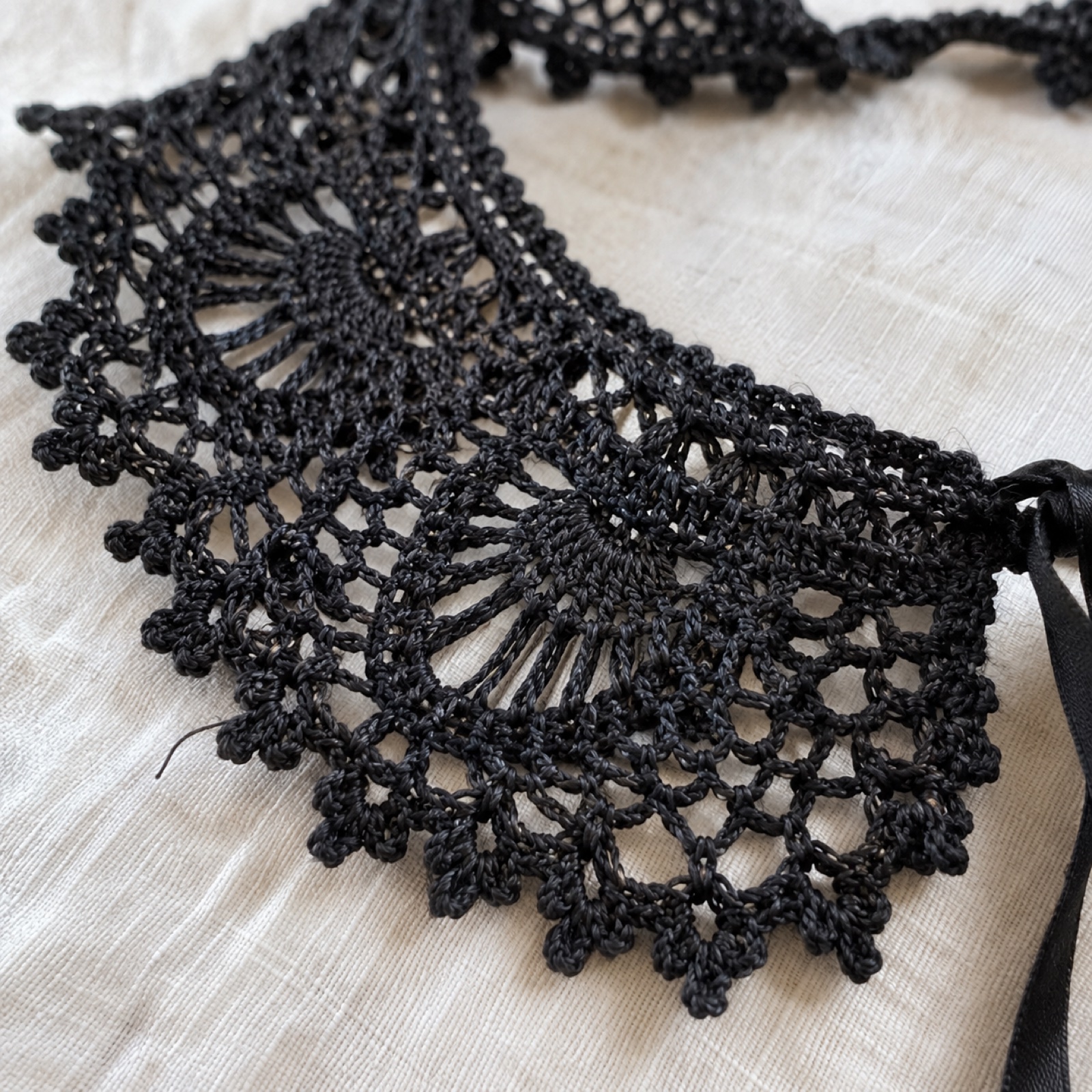 Close-up of the fine picot edging of the lace on the Victorian Lace Collar