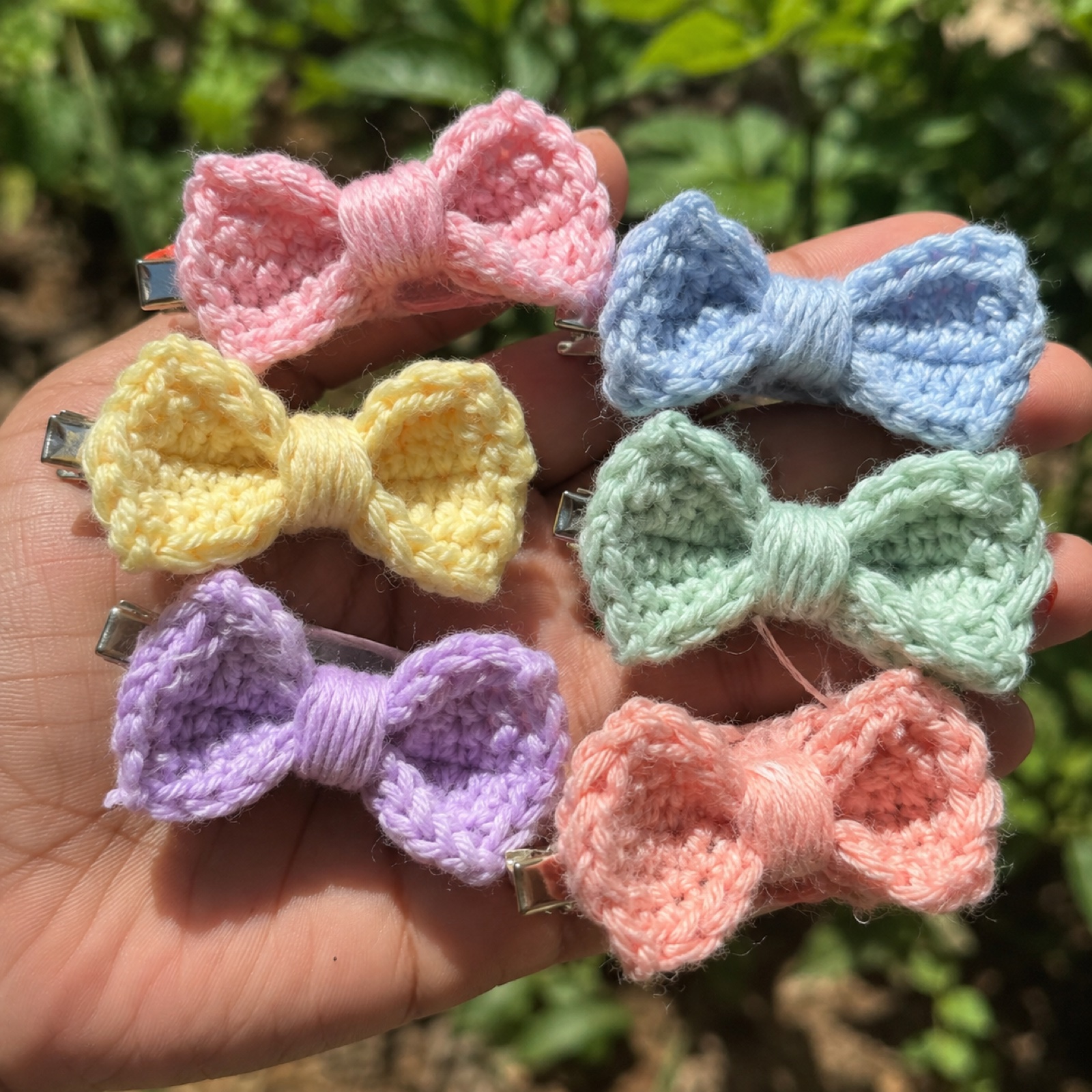 Close-up of the stitches on the Pastel Bow Clips (Set of 6)