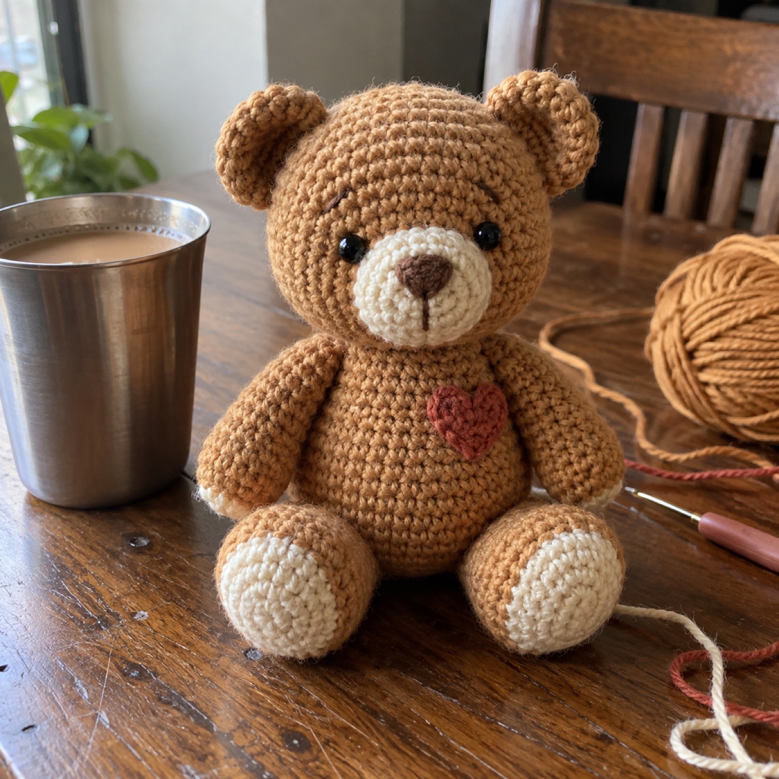 Honey Bear: handmade crochet in honey, cream, cocoa