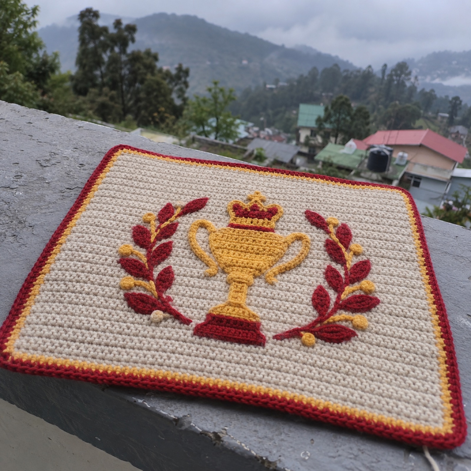 Spain Champions Mouse Pad: handmade crochet mouse pad