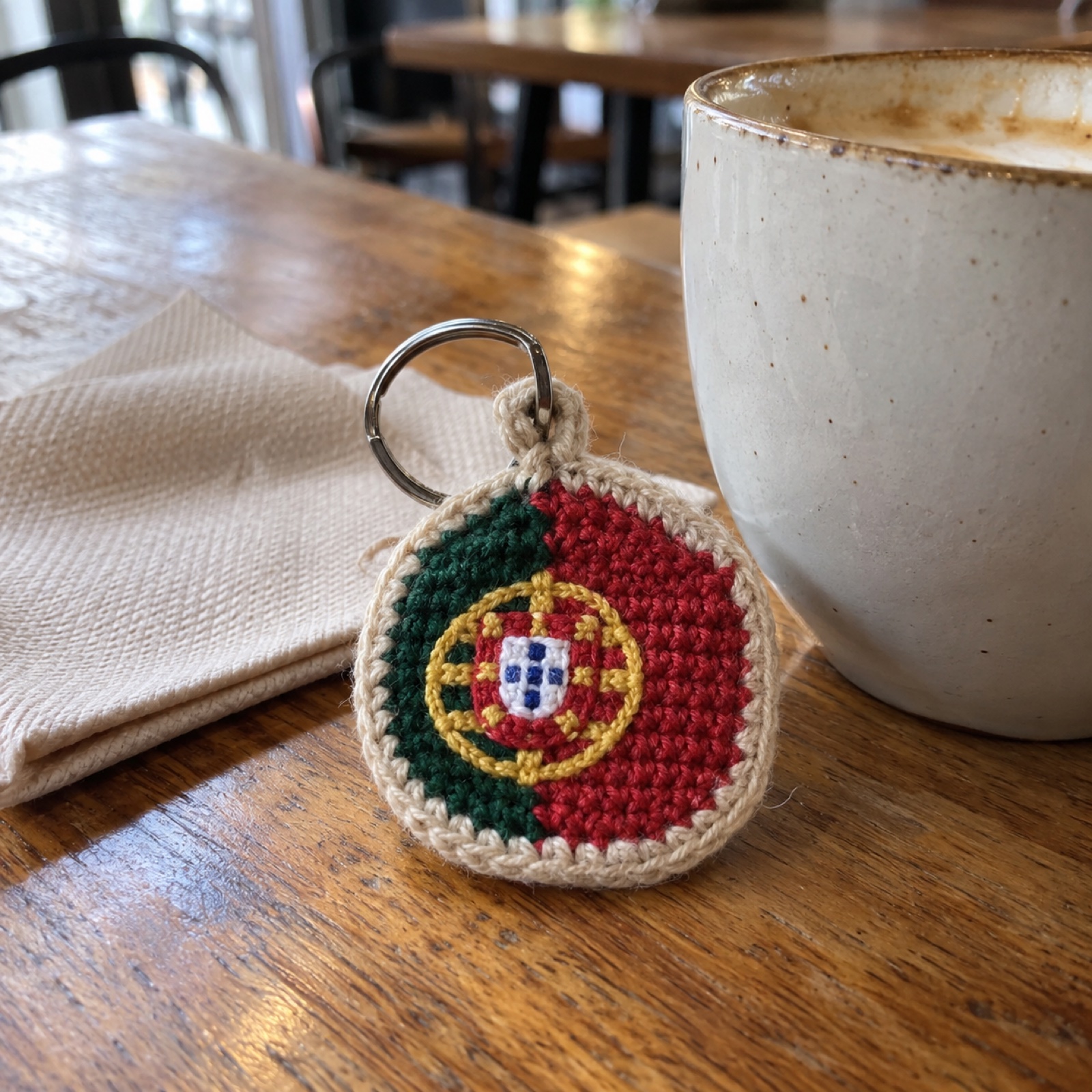 Portugal Fan Keychain: handmade crochet keychain / bag charm