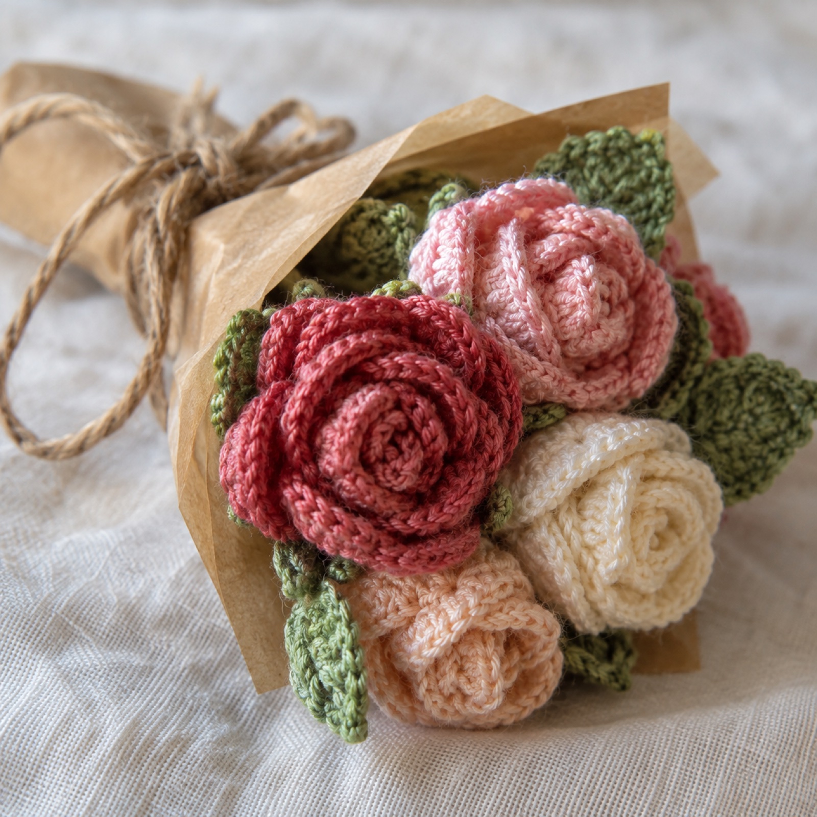 Close-up of the stitches on the Pocket Rose Posy