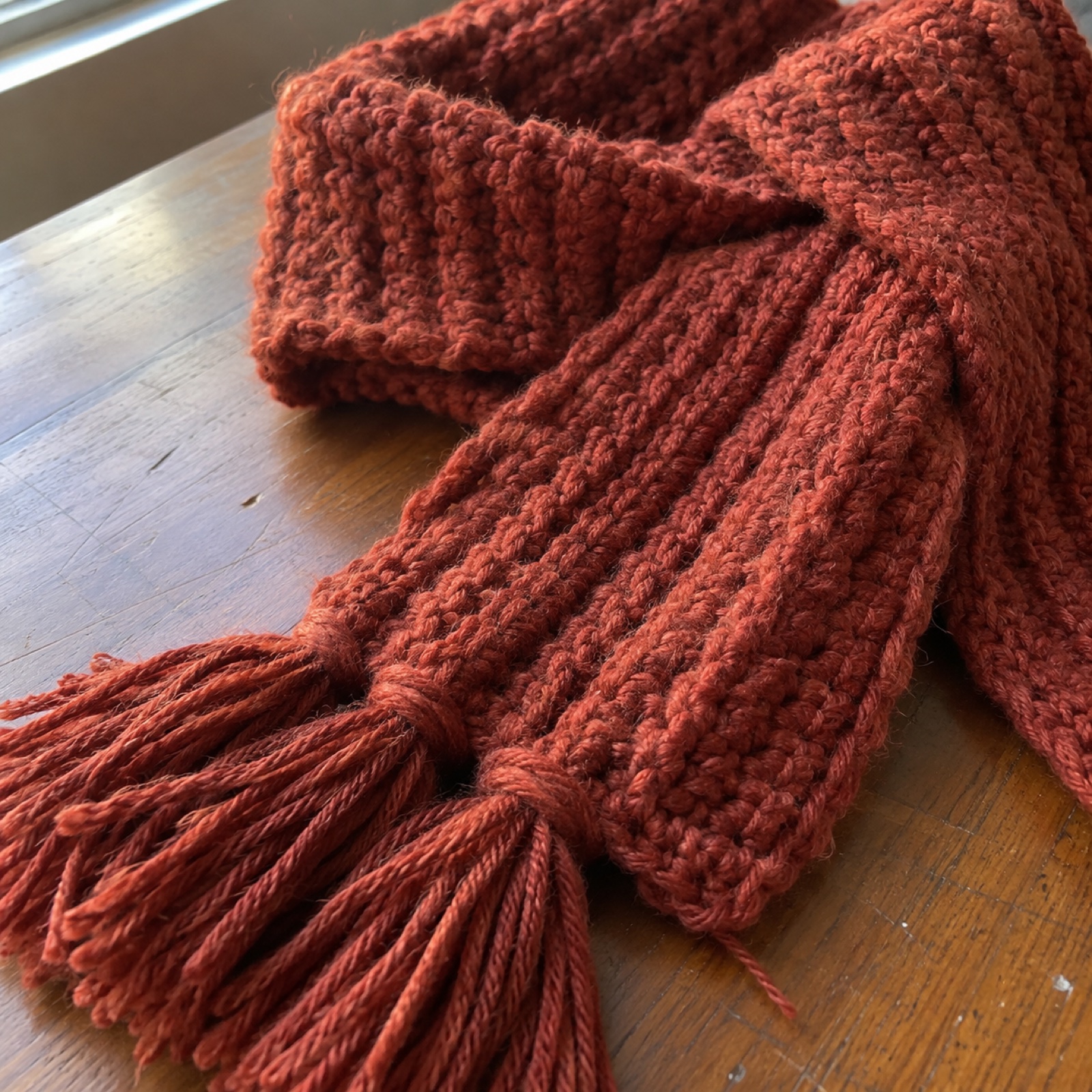 Close-up of the stitches on the Chunky Winter Muffler
